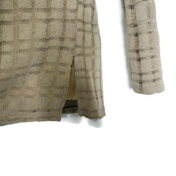 Zara BW Collection Windowpane Sweater Women's Size Small Tan Long Sleeve - Picture 3 of 7